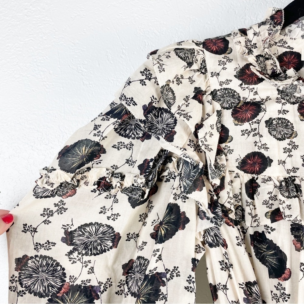 Ulla Johnson Winnifred Floral Long Sleeve Midi Dress Cotton Smocked Casual - Picture 9 of 11
